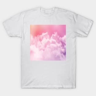 Pink fluffy cotton candy glow on cute and girly clouds T-Shirt